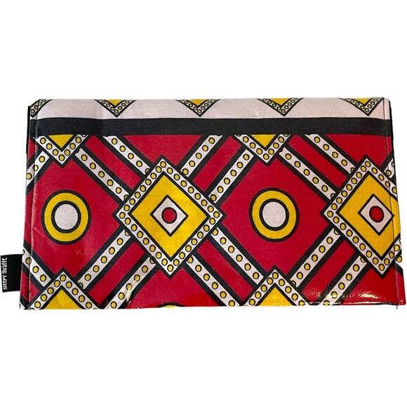 🍀 Sleepy Giraffe Multicolor Geometric Print Bifold Wallet Clutch Purse - Picture 2 of 8